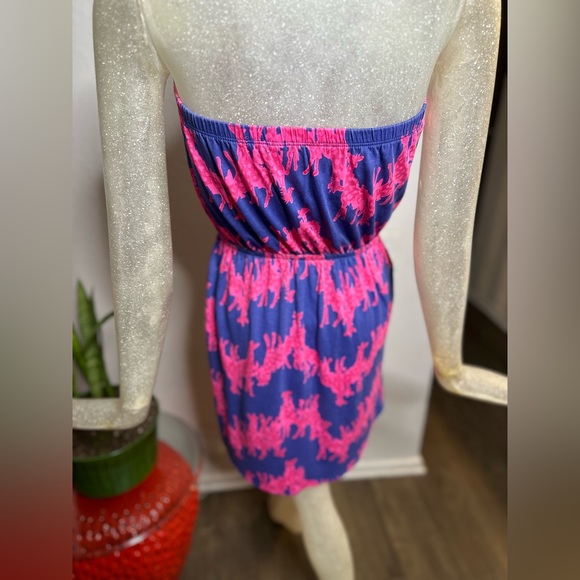 Lily Pulitzer Windsor Giraffe Blue/Pink Strapless Mini Dress. Size XSmall - Picture 7 of 12